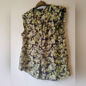 J. Crew Floral Silk Capped Sleeve Blouse Size 8